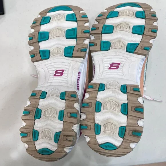 SKECHERS D'LITES WOMENS SNEAKERS MULTI ROSE, GREEN, RHINESTONE, GLITTERY-SN13146 - Picture 7 of 10